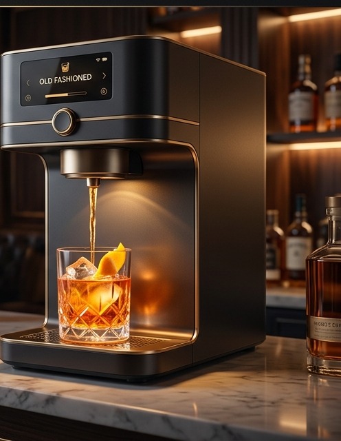 Poured 2 Perfection dispensing machine pouring an Old Fashioned